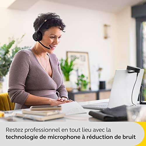Jabra Evolve2 55, Casque Bluetooth Sans Fil, avec 4 Microphones, Réduction Active du Bruit, Design Léger, 18h Autonomie, Certifié MS Teams, Idéal Bureau & Maison, Noir - Image 6