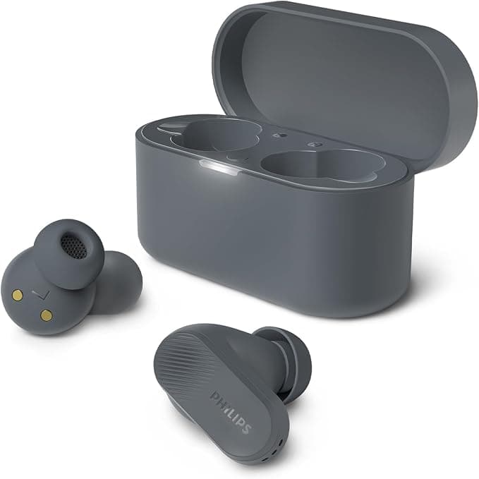 Philips TAT3509GY écouteurs intra-auriculaires sans fil - Casque antibruit, Son naturel avec Basses dynamiques, appels clairs et étui de chargement de poche - Gris - Image 1