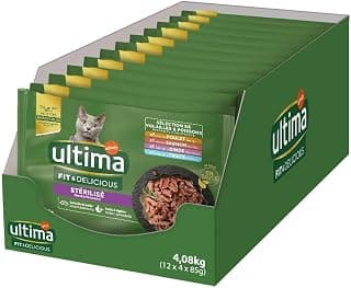 ULTIMA sachet repas Chat Stérilisé Poulet, Dinde, Saumon & Truite - 12 Multipacks x 4x85 g