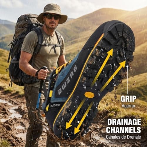 SANANG Men's Outdoor Hiking Shoes, Sport Leather Mountaineering Trekking Hunting Sports Shoes - Image 6