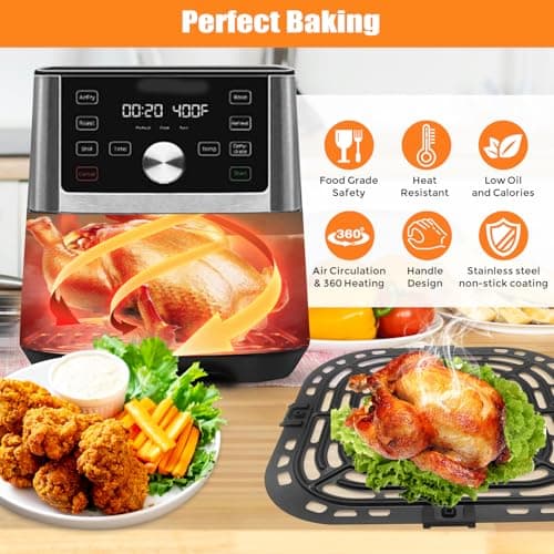 Air Fryer Accessories Instant Pot Vortex 6 in 1 5.7 QT Gourmia GAF735 6 QT Air Fryer Tray Replacement Air Fryer Tray Grill Plate Rack Plate Switch - Image 8