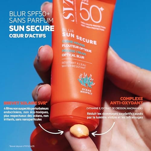 SVR - Sun Secure Blur SPF50+ Fragrance Free - Sunscreen cream with blur effect – Very high UVA, UVB, infrared & visible light protection – Sensitive skin – Niacinamide, Vitamin E – 50 ml - Image 4