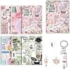 Decorative Accessories Set for Kindle Paperwhite 11th/12th Generation, 6 Decorative Paper Cards, 2 USB-C Dust Plugs with Charms, Pink Pendant Key Ring for Kindle E-Reader, Gift Reading - Image 3