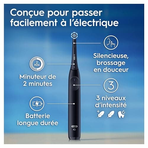 Oral-B iO 2 Black Electric Toothbrush for Adults, 3 Cleaning Modes, Soft for Gums, Soft Brushing, Accessories, Oral B Replacement Brush, Brush Holder, Travel Case - Image 7