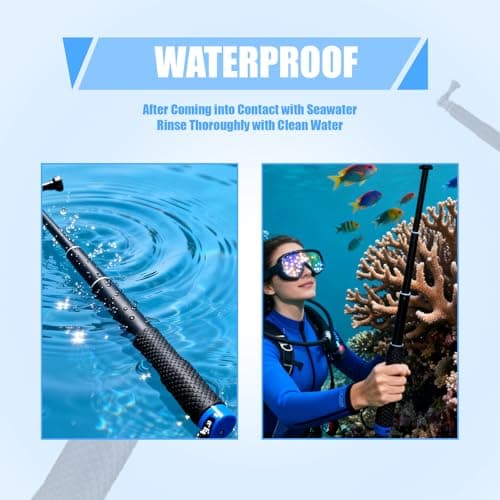 Selfie Stick, 49 cm Waterproof Pole for GoPro Selfie Stick Telescopic Action Selfie Stick Telescopic Waterproof Adjustable Monopod Stick Handle Anti-Slip Stick for Sports Cameras - Image 6