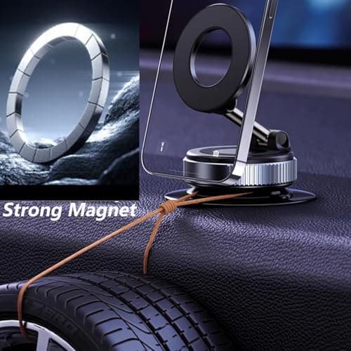 Car Mobile Phone Holder for Magsafe, 360° Rotation Magnetic Car Phone Holder, Car Accessories Compatible with iPhone 16/15/14/13/12 and All - Image 4
