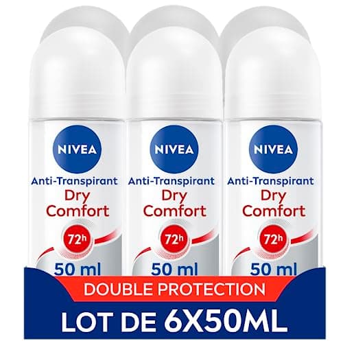 NIVEA Déodorant anti-transpirant Dry Comfort (lot de 6 x 50 ml), Déo bille pour femme protection 72H, Déo femme à la formule sans alcool pour tous types de peaux - Image 2