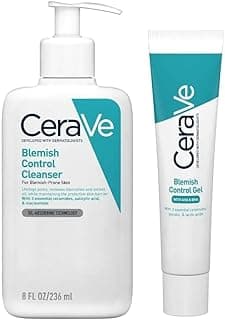 CeraVe Blemish Control Ensemble nettoyant et gel – 2 % d'acide salicylique et de niacinamide – Duo de soins quotidiens anti-imperfections pour peaux grasses et sujettes aux imperfections (nettoyant