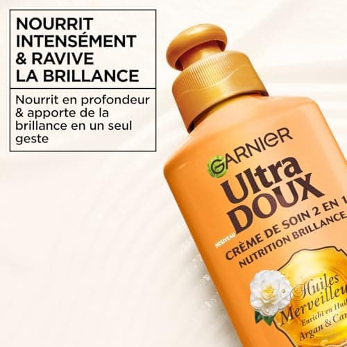 Garnier Ultra Doux Marvelous Oils for Dry & Dull Hair - Nourishing Shine Care Cream - Argan & Camellia Oil - Men & Women - 200 ml - Image 3