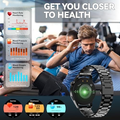 Men's Smart Watch with 3 Straps, Call and Message Functions, Business Friendly, 100+ Sports Modes, Men's Sports Watch Compatible with Android/iOS, Black - Image 7