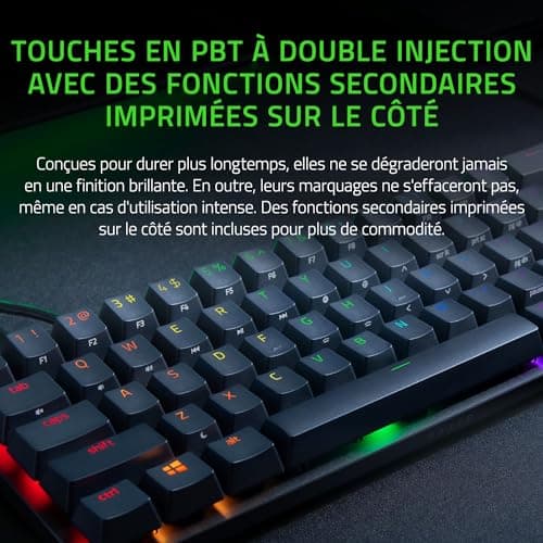 Razer Huntsman Mini (Switches Red) - 60% Compact Gamer Keyboard (Silent and Linear Opto-Mechanical Switches, PBT Keys, Detachable USB-C Cable) AZERTY Keyboard | Black - Image 5