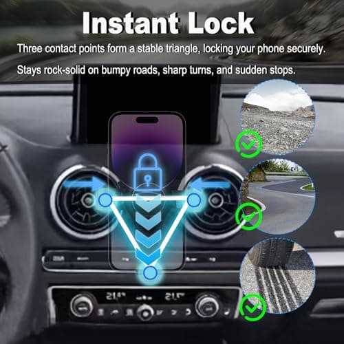 Car Mobile Phone Holder for Audi A1 8X 2010-2018, Car Phone Holder Gravity Auto Hatchback Lock Stable Without Jitter Hatchback Ventilation Slots Aluminium Alloy Black - Image 5