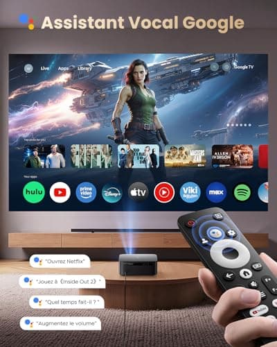 4K Projector 【1500 ANSI/Google TV/Netflix Disney+Official】 4K Auto Focus/Keystone Projector WiFi6 Bluetooth FHD 1080P Native, Voice Control, Overhead Projector 350 Inches Zoom 50% Home Cinema HDMI Arc - Image 5