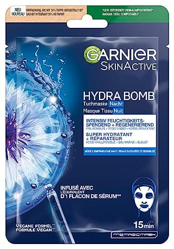 Garnier SkinActive Masque tissu NUIT réparateur Bleuet + Eau marine + Acide hyaluronique - Image 3