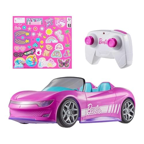 Hot Wheels Barbie RC Convertible, Pink Convertible with Remote Control, Holds 2 Barbie Dolls, JBH05 - Image 2
