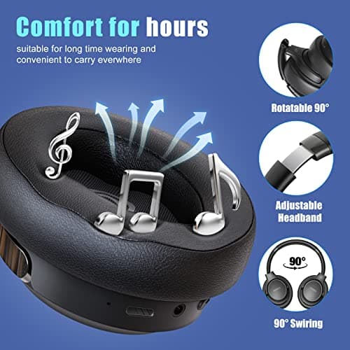 BERIBES Casque Bluetooth sans Fil - Durée de Lecture : 65 h -avec Micro 6 Modes EQ - Style Around-Ear - avec Microphone - pour iPhone/iPad/Android/Ordinateurs Portables - Image 5