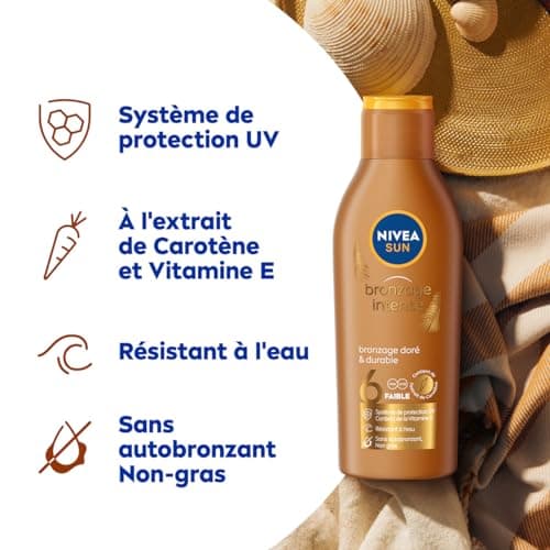 NIVEA Sun Sun Lotion Intense Tanning SPF 6 - Protection & Tan Complexion - Carotene Extract & Vitamin E - Without Self-Tanning - Light & Non-greasy Formula - Normal Skin - 200 ml - Image 5