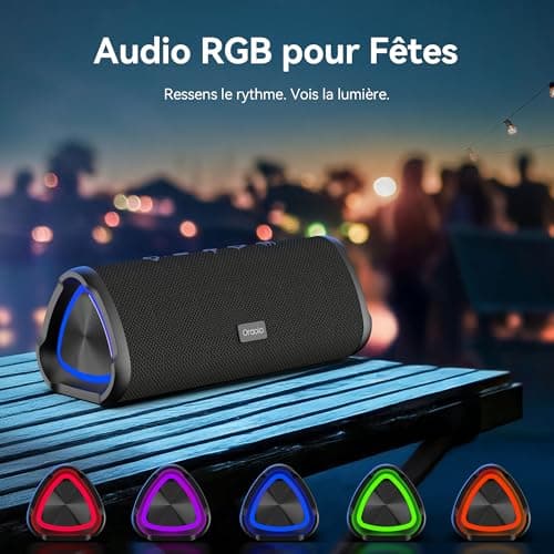 Portable Bluetooth 6.0 Speaker, Bluetooth Speaker 30H Autonomy, Powerful 24W Bluetooth Speakers, 360 Degree Surround, IPX6 Waterproof, TWS Pairing, USB, RGB,AUX, TF Card, Party/Travel/Outdoor - Image 5