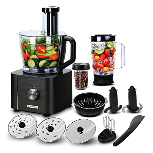 TopStrong Robot Cuisine Multifonction,1100W Robot Multifonction,11 en 1 Robot Culinaire inclus Hachoir, Crochet Pétrisseur,Mixeur, Presse-agrumes et Moulin à Café, 3,2L Bol et 1,5L Blender - Image 2