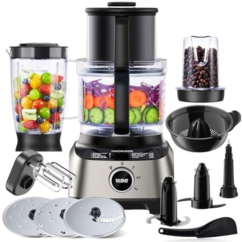 YASHE Robot Cuisine Multifonctions – Blender, Mixeur, Moulin, Presse-Agrumes, Pétrin avec Bol de 2,5L et Blender de 1,5L, 1300W, 3 Vitesses, Fonction Pulse, Verrouillage de Sécurité - Image 3