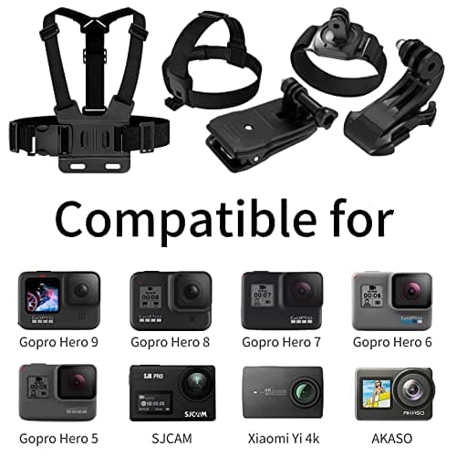 Compatibile Con GoPro 9-in-1 Accessories Kit, Chest Harness, Attachment Harness Headband, Wrist Clip Clip Backpack, Compatible with GoPro Hero 9 8 7 6 5, SJCAM, Insta360 - Image 4