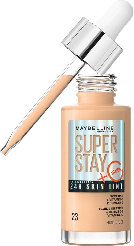 Maybelline New York - Fond de Teint Fluide - Glow & Soin de la Peau - À la Vitamine C - Longue Tenue 24H - Formule Vegan - Superstay Skin Tint - Teinte : 23 - 30 ml - Image 1
