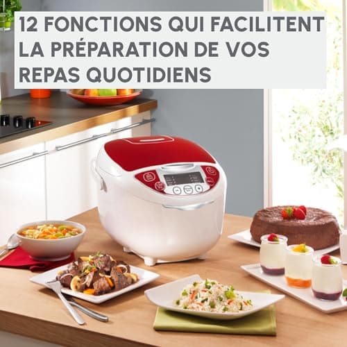 Moulinex Electric Multicooker, 12 Functions, Ease of Use, Smart Cooking, Convenient Use, Easy Cleaning, MK7051F1, Red and White - Image 4