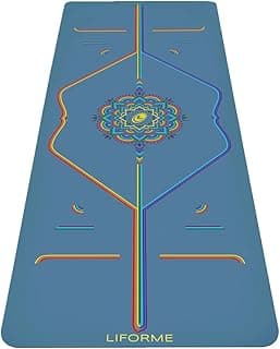 Printed Yoga Mat - Free Yoga Bag Included - Patented Alignment System, Warrior-Style Grip, Non-Slip, Sweat Resistant, Long, Wide (Blue Sky)