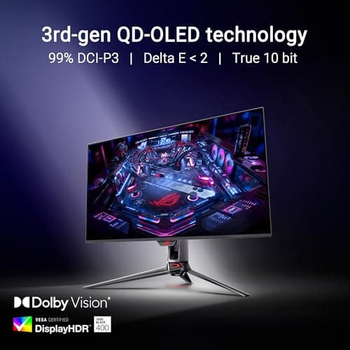 ASUS ROG Swift OLED PG32UCDMR, 31.5" Gaming Monitor, 4K QD-OLED (3840 x 2160), 0.03ms (GTG), 240Hz, Compatible with G-Sync, USB-C and USA-A Ports, DisplayPort, HDMI, DisplayWidget Center, Black - Image 3