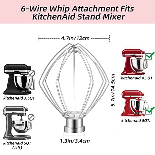 Gdrtwwh Metal Whisk for KitchenAid Tilt Head Blender, Egg Cream Stirrer, Stainless Steel Mayonnaise Whisk (Replaces K45WW) - Image 6
