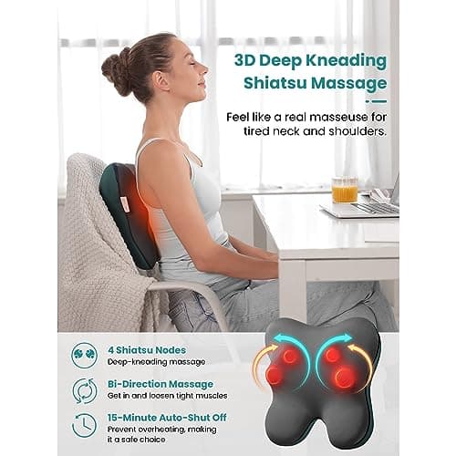 Bob and Brad EZBack Neck Massager, Neck and Shoulder Massage Cushion with Heat, Electric Shiatsu Massager Device, Massage and Relaxation Gifts for Women Men - Image 5