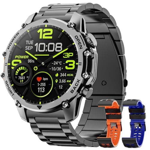 Montre Connectée Homme 1,52"HD Écran Smartwatch, 500 mAh Batterie et 120+ Modes Sportifs, Montre Connectée Militaire avec Fréquence Cardiaque/SpO2/Sommeil Moniteur et Lampe De Poche pour Android iOS - Image 2