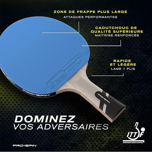 PRO-SPIN Premium Carbon Fiber Ping Pong Racket | Elite Series 7-Ply Blade, Premium Rubber, 2mm Sponge and Protective Case - Image 3