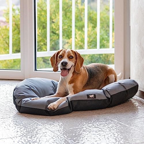 Ferplast Niche pour chien Coussin pour chien Taille moyenne Tissu anti-rayures Lavable en machine à 30° Matelas imperméable pour chien 65 x 42 x 3 cm Gris - Image 4