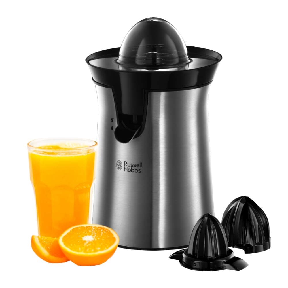 Russell Hobbs Electric Citrus Press [Automatic] Classic Brushed Stainless Steel (Easy & Fast, 2 Directions Rotation, 2 Interchangeable Cones, BPA-Free, Dishwasher Safe, Stop Drip Pourer) 22760-56 - Image 1