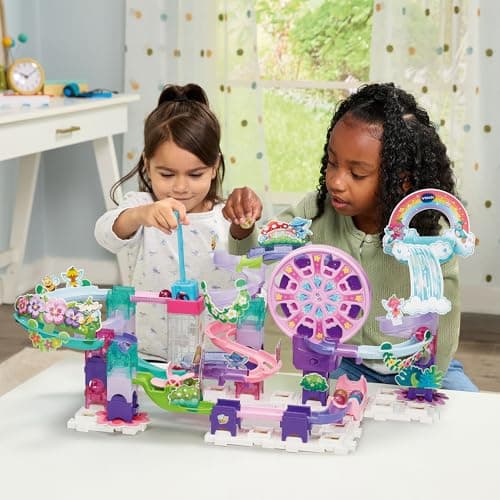 VTech - Marble Rush Fairy Garden Set M500E - Buildable Electronic Ball Circuit, 90 Pieces and 6 Glitter Balls - Creative Building Set - Gift for Children from 4 Years Old - Content in French - Image 8
