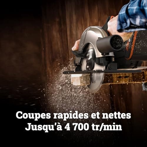 WORX 20V WX526.9 Cordless Circular Saw, 165 mm Blade, Up to 55 mm, Bevel 0-50°, Ideal for Clean Cuts in Wood, Compact and Lightweight, No Battery or Charger - Image 5