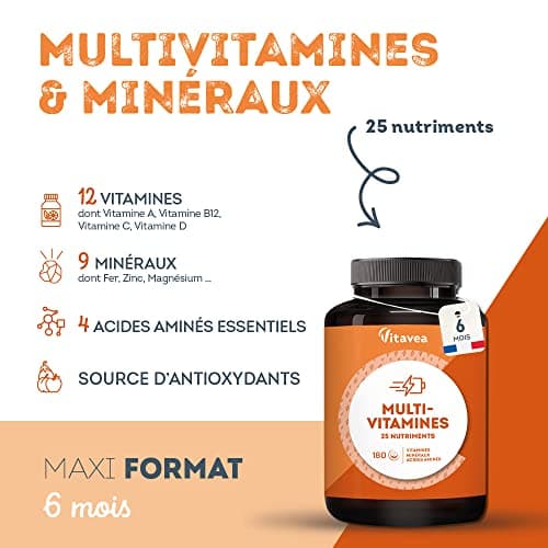 Multivitamins and Minerals | 25 Nutrients Including Vitamin A B C D E, Zinc and Iron | 180 Tablets | Immunity, Fatigue, Hair, Skin | Multivitamins for Men and Women | Made in France | Vitavea - Image 4
