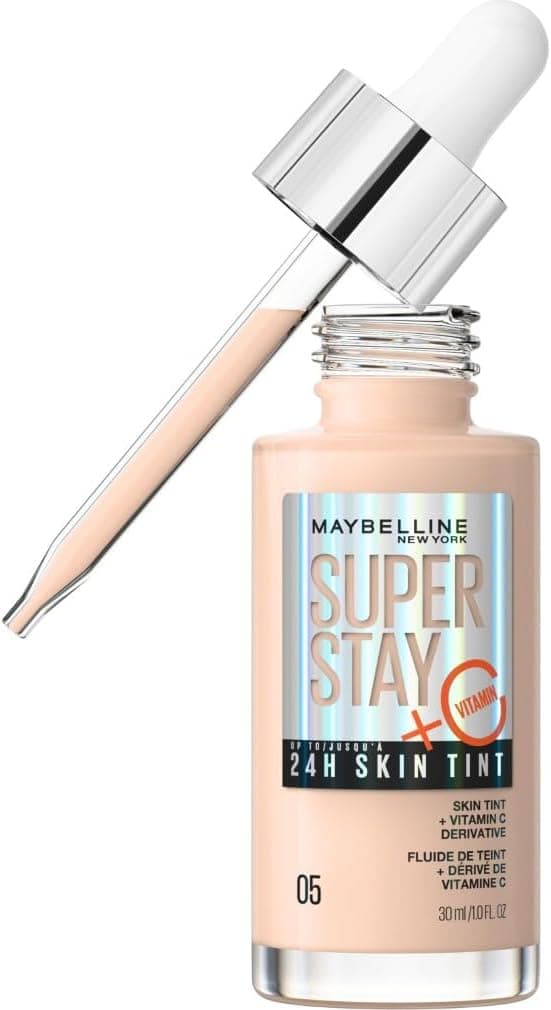 Maybelline New York - Fluid Foundation - Glow & Skin Care - Vitamin C - Long Lasting 24H - Vegan Formula - Superstay Skin Tint - Shade : 5 - 30 ml