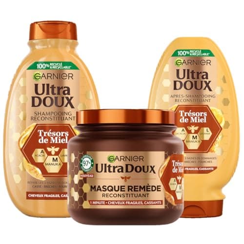 Garnier Ultra Doux Trésors de Miel - Replenishing Hair Routine - Shampoo, Conditioner & Mask - With Beeswax & Acacia Honey - For Fragile & Brittle Hair - Image 2