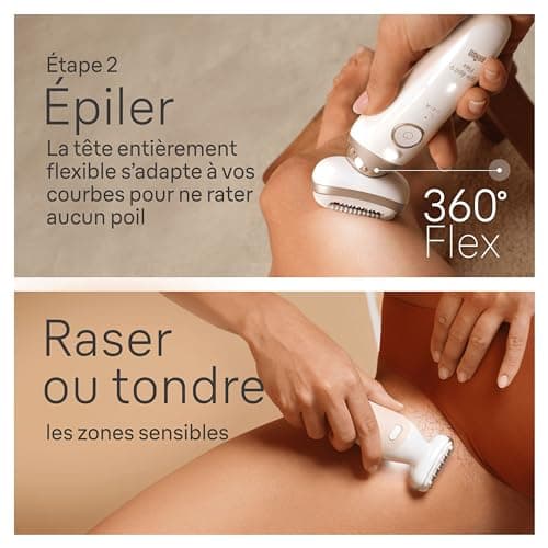 Braun Epilateur Electrique Pour Femmes Silk-épil 9 9-681 3D, Tête Flexible 360°, Etanche, Sans Fil, Kit De Spa Tout-En-Un Avec Accessoire FaceSpa, Mini-Rasoir Visage, Tête Exfoliante, Tête De Massage - Image 5