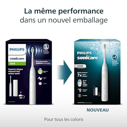 Philips Sonicare 5500 - Brosse à dents électrique sonique avec 2 modes, Alerte de pression, EasyStart, SmarTimer et BrushPacer, Bleu marine, modèle HX7113/01 - Image 8