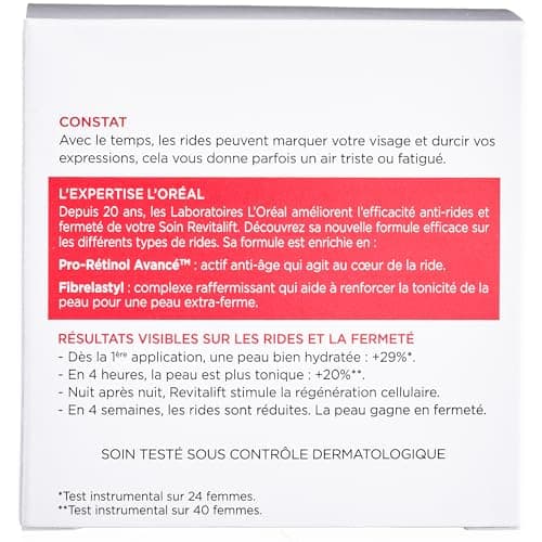 L'Oréal Paris - Anti-Aging Moisturizing Face Night Cream - Anti-Wrinkle, Extra-Firming & Toning Cream - Enriched with Pro-Retinol & Fibrelastyl - All Skin Types - Revitalift - 50 ml - Image 8