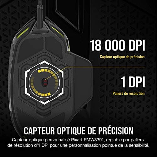 Corsair Nightsword RGB, Tunable FPS/MOBA Optical Gaming Mouse (18000DPI Optical Sensor, Weight Adjustment System, 10 Programmable Buttons, RGB LED Backlight) Black - Image 7
