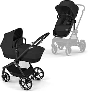 CYBEX Gold EOS Lux 2-in-1 Travel System from Birth to 22 kg (approx. 4 Years), Moon Black