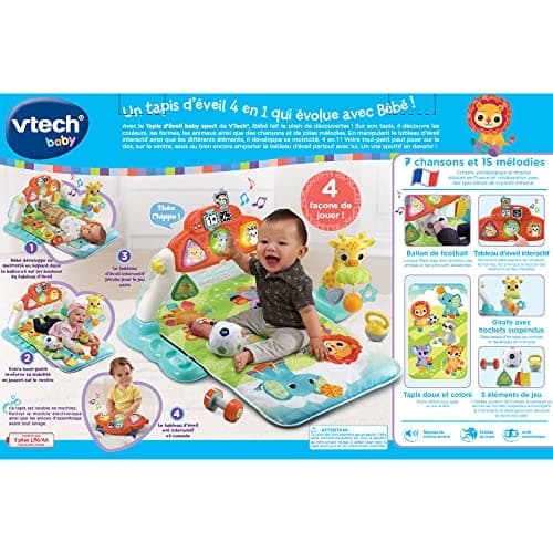 VTech - 4 in 1 Baby Sport Activity Mat, Musical and Evolutionary Play Mat, Activity and Development Toy, Rattles, Dumbbells, Baby Birth Gift - Image 7