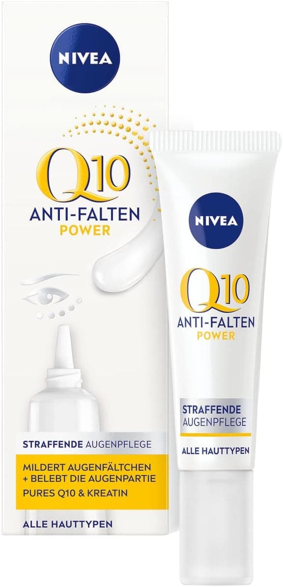 NIVEA Q10 Soin contour des yeux anti-rides et tonifiant (15 ml), crème pour les yeux contre les cernes, crème hydratante au Q10 et à la créatine pour la zone sensible du contour des yeux - Image 1