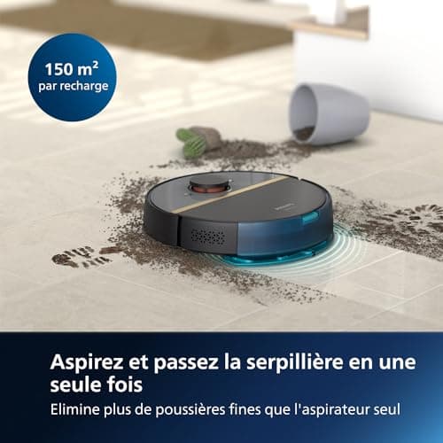 Philips Homerun Series 7000 Robot Vacuum Cleaner, High Suction Power (5000 Pa), Detection of Small Objects, with Station, for Carpet and Pet Hair, Black, Connected App, XU7100/01 - Image 4