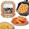 HONYAO 200 Pieces Square Baking Paper Air Fryer XXXL Thickened for Air Fryer 8-12 L, Airfryer Parchment Accessories Compatible with Cecotec Russell Hobbs Euary Airfryer - Image 2
