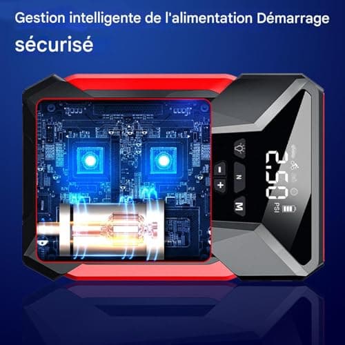 Démarreur de Batterie de Voiture, Boîte de Démarrage Portable pour Batterie de Voiture, Accessoires Longue Durée pour Booster Automobile et Gonfleur de Pneus pour Travail Vacances et Fêtes - Image 3